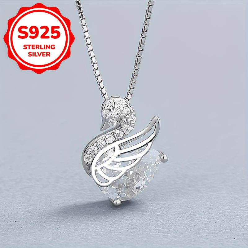 Women's 925 Silver Personalized Swan Clavicle Chain Necklace